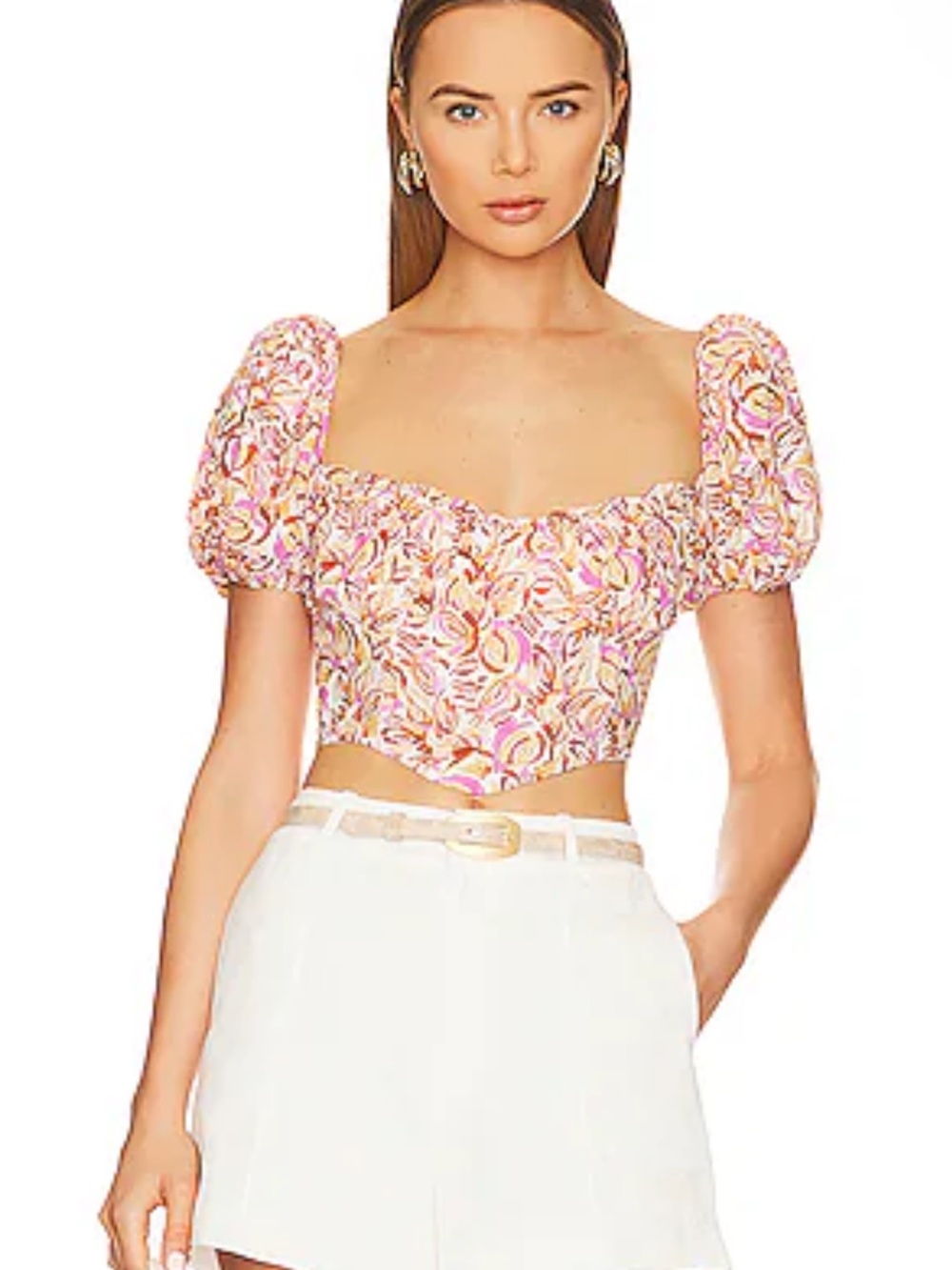 Paola Top in Copper & Lilac Multi ASTR THE LABEL Color: Copper & Lilac Multi